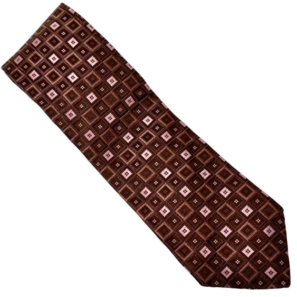 Ted Baker London Brown & Pink 100% Silk Made in USA Mens Tie